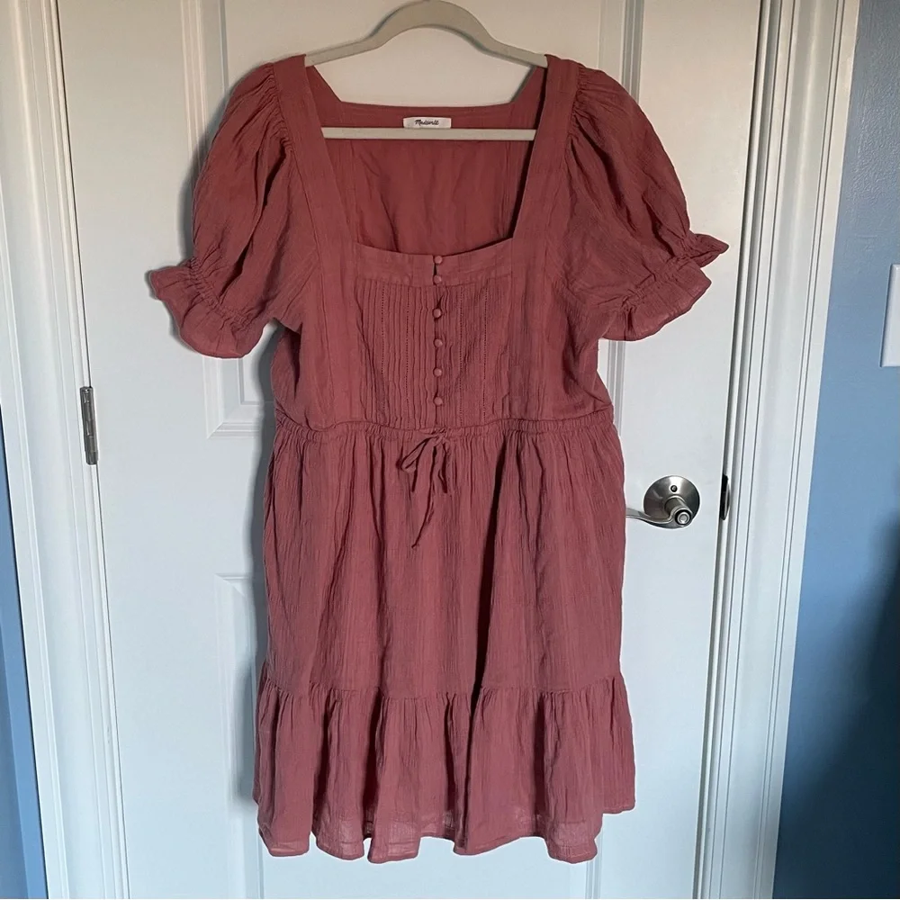 Madewell Mauve Pink Puff-Sleeve Mini Dress - Picture 2 of 16